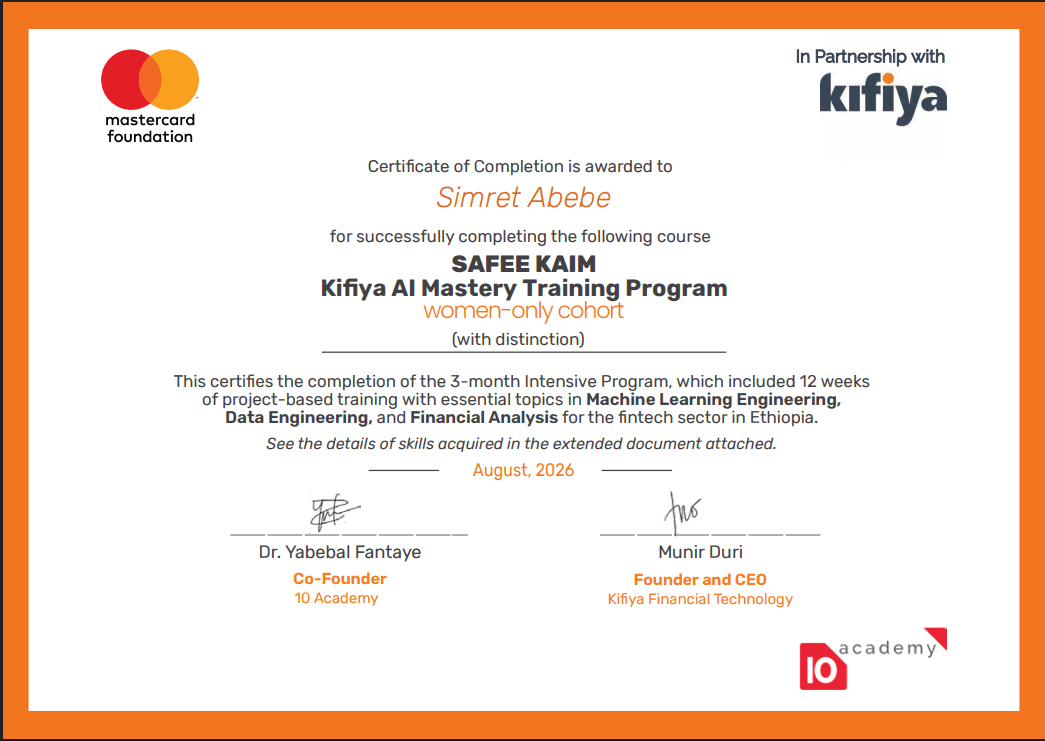KAIM AI Mastery Program — AI & ML Internship (with distinction)